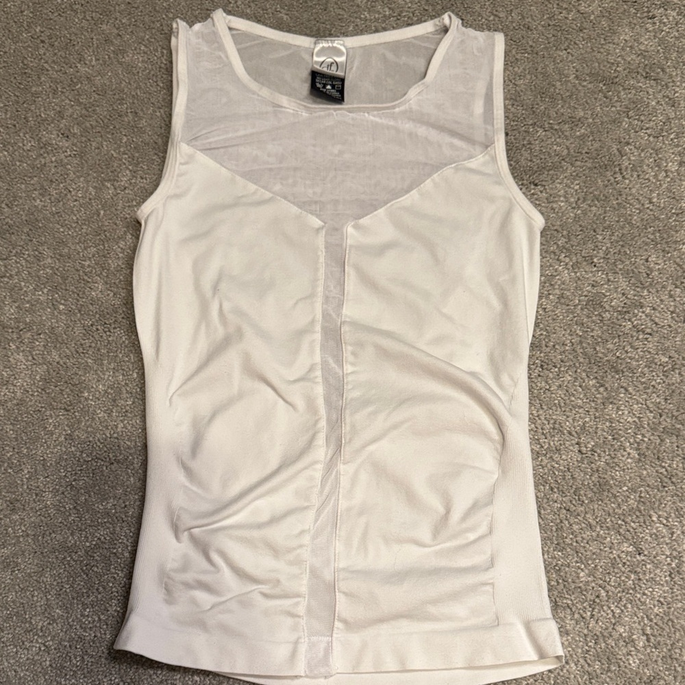 Elegant White Mesh Detail Tank Top